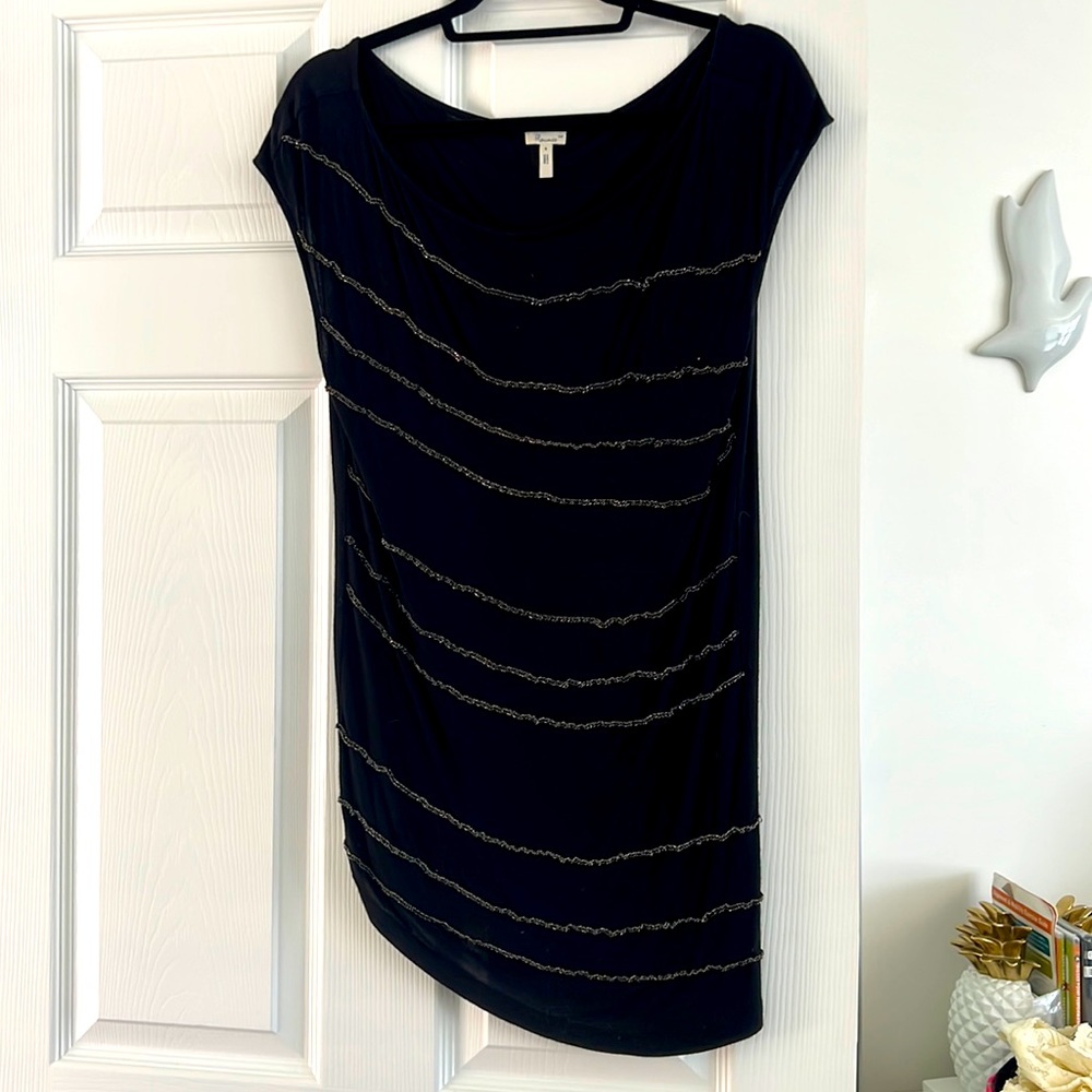Black with chains asymmetrical shirt
